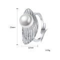 Feather Shape Design 925 Silver Freshwater Pearl Rings